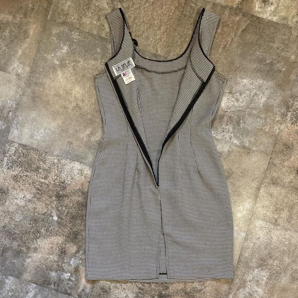vintage 90s la belle houndstooth office siren dress size 5 - Picture 7 of 8